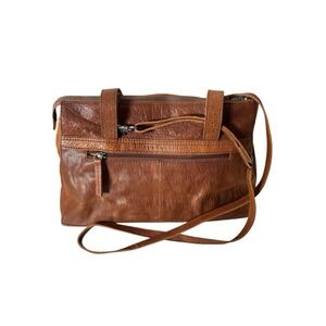 Spikes and Sparrow Brown Leather Crossbody Shoulder Bag with Adjustable Strap